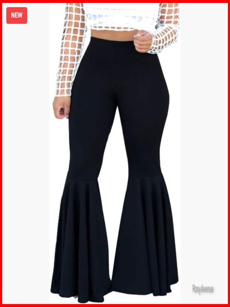 Plus Size Flared Palazzo Pants Elastic Waist Stretchy Bodycon Fit Wide Leg